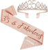 35th Birthday Sash and Tiara for Women, Rose Gold Crown Sash and Tiara for Happy 35th Birthday Party Supplies