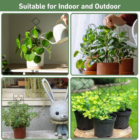 14.6in Set 4p Trellis for Potted Plants, Plant Trellis Indoor, Small Houseplant Trellis for Climbing Plants with Ties