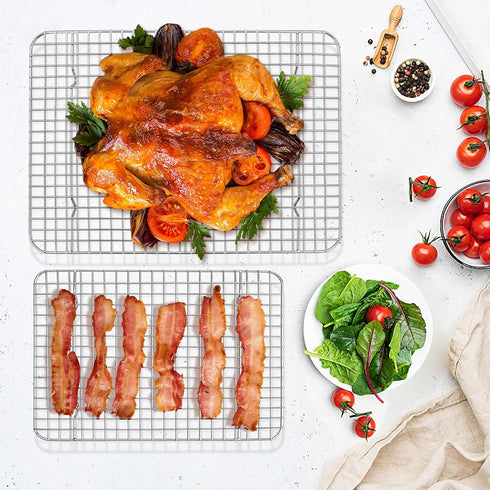 TeamFar 2 Pack Stainless Steel Cooling Rack (15 Inch & 12 Inch) - Heavy Duty Baking Roasting Rack for Oven