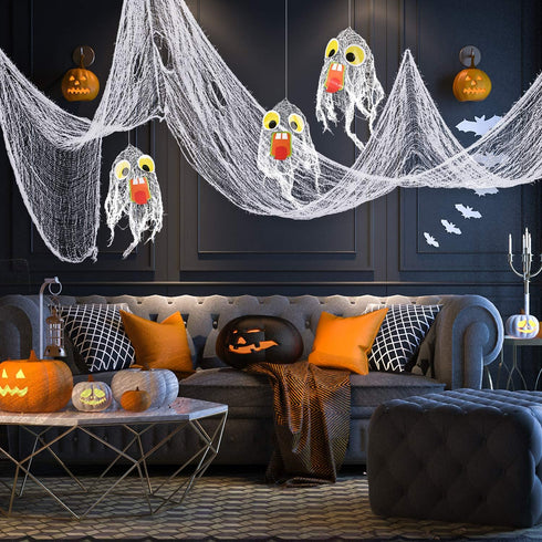 Whaline Halloween Creepy Cloth 32.8 x 2.5ft Decor Drape for Doorways Entryways Haunted House Party