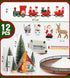 12 Set AMH PCS Christmas Table Decorations with Oak Rotating Base Xmas Town Village Centerpiece with Santa, Train