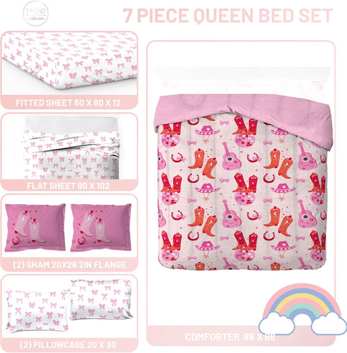 Set Cozy Set 7 Jay Franco Kids Comforter Includes Sheets and Pillow Covers - Soft and Bed for Stylish Room Decor, Pink