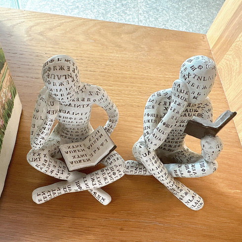 Set 2 Bookshelf Decor Pulp Reading Thinker Sculpture, Abstract Art Statue Ornaments, of Modern Aesthetic Figurine Home