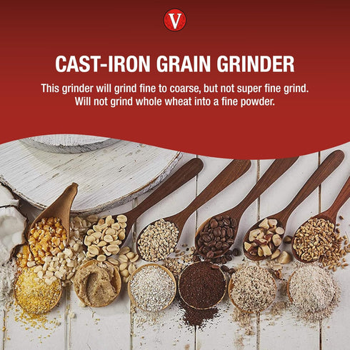 Victoria Manual Low-Hopper Grain Grinder, Made in Colombia, Silver