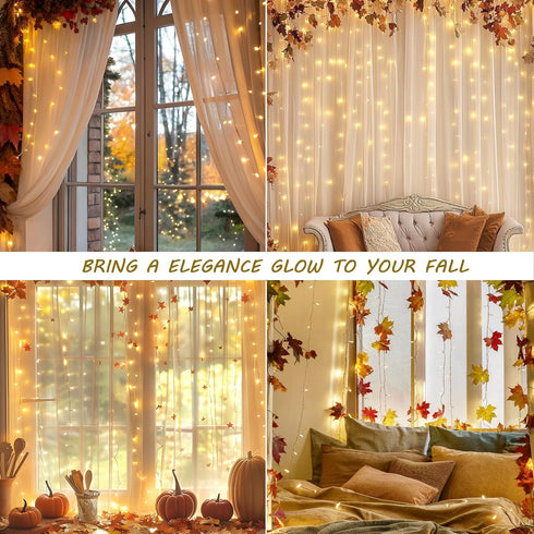 Lights,13ftx6.5ft 30V 8 HEYFUNi Curtain Safety Window Curtain Icicle String Lights Modes for Christmas Wedding Party
