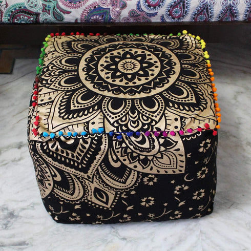16X16X14 inches, CRAFT KALA Mandala Meditation Floor Pillows Cover Square Pillow Seating Hippie Decorative Adults
