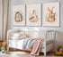 UNDDISINS 3 Pcs Animal Nursery Canvas Wall Art Watercolor Baby Animals with Wildflowers Painting Picture Wall Decor