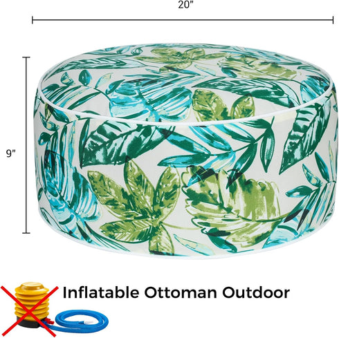 Ottoman,20"x9" Inflatable Outdoor Portable Patio Pouf,Water Resistant,Fade-Resistant,Round Blow Up Footrest Stools
