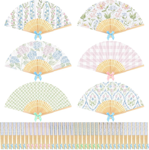 Roowest 36 Pcs Floral Folding Hand Fan Bulk Tea Party Handheld Folding