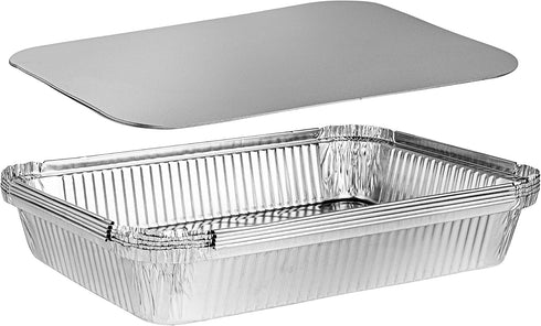 PLASTICPRO Disposable 4 LB Aluminum Takeout Tin Foil Pans, 12'' X 8'' X 2'' Inch, Pack of 5