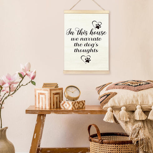 TAEDIN Dog Wall Art Poster Frame, 12X16 Dog Signs Print, In This House We Narrate the Dog's Thoughts