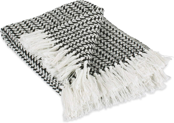 DII Arrowhead Woven Throw - 50x60 with 3" Fringe, Black, 1 Piece