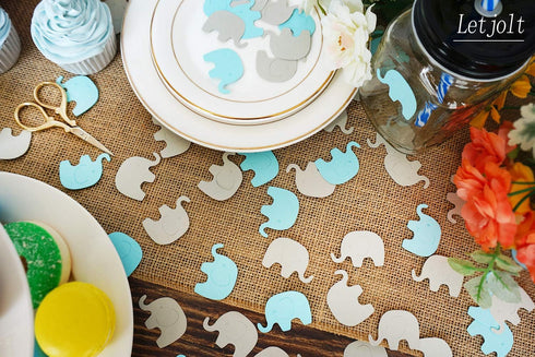 Baby Shower Blue Elephant Confetti Decorations, 100 Pcs for Baby Shower Button Birthday Theme Party