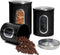 Mixpresso 3-Piece Black Kitchen Canisters Set, Airtight with See-Through Window for Coffee, Tea, Sugar