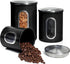 Mixpresso 3-Piece Black Kitchen Canisters Set, Airtight with See-Through Window for Coffee, Tea, Sugar