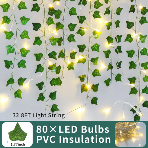 Freyalife Decor(12 Pack 84 80 Fake Vines for Room FT),with CE Certified LED String Lights,Artificial Plant Ivy