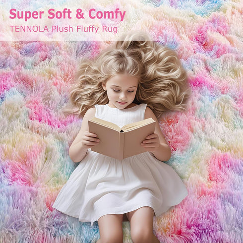 2x3 Small Area Rug Unicorn Rainbow Rugs for Girls Bedroom Soft Fluffy Shag Fuzzy Pink Carpet Princess Rug for Girls