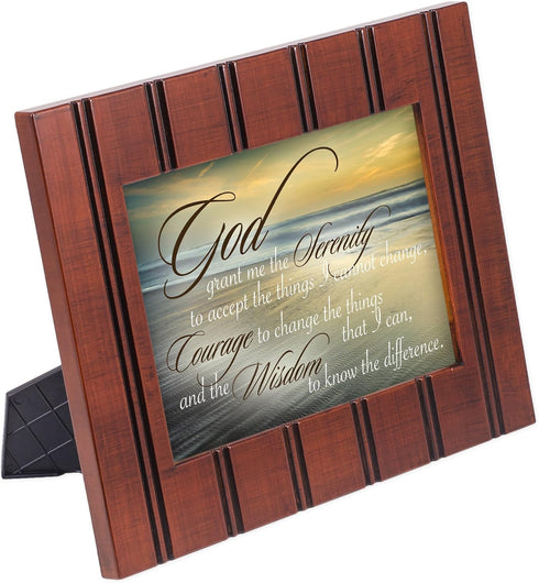 Cottage Garden Serenity Prayer Ocean Waves Wall Plaque Sign, 8x10 Woodgrain Framed Art