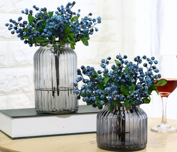 Mistari 10 Pack Artificial Flowers California Faux Blueberries - Artificial Stems for Decorating Blueberry Picks, Fruit