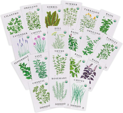 Sereniseed Certified Organic Herb Seeds (20-Pack) Non GMO, Heirloom Seed Starting Video