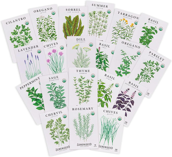 Sereniseed Certified Organic Herb Seeds (20-Pack) Non GMO, Heirloom Seed Starting Video