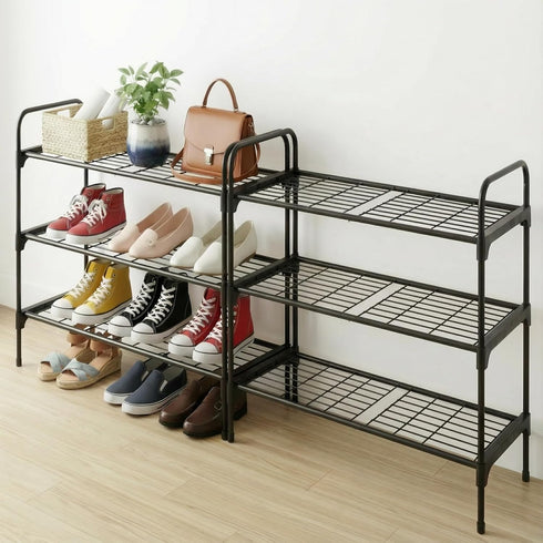 Tujurich 3-Tler Shoe Rack Organlzer, Rustproof lron, Spaclous Shoe Storage Shelf for Closet