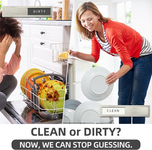 Dishwasher Magnet Clean Dirty Sign, Premium Stainless Steel Non-Scratch Magnet for Easy Use (Grey & White)