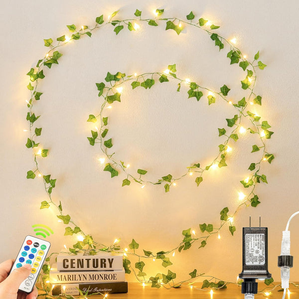Vines with Fairy Lights,23ft Ivy Leaf Lights Plug in,73 LED Lighted Fake