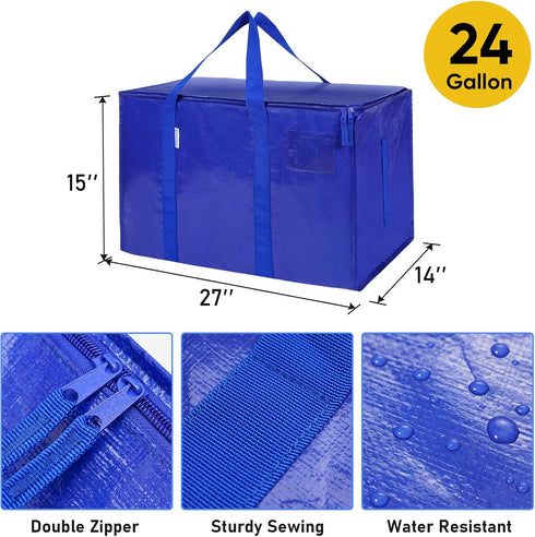 TICONN 2 Pack Extra Large Moving Bags with Zippers, Heavy-Duty Storage Tote Boxes