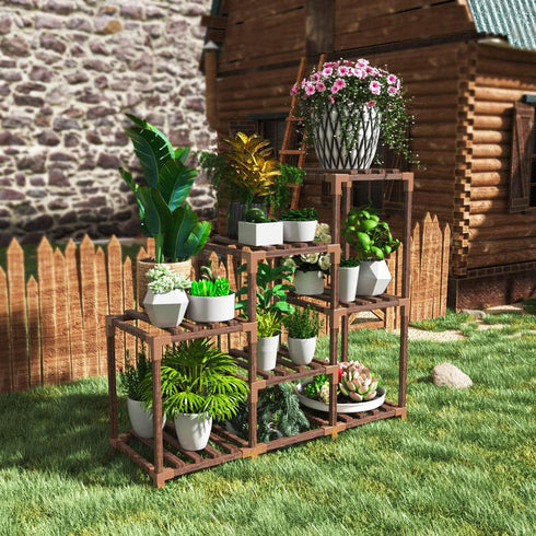 NIREUS Plant Stand Indoor and Outdoor,Wooden Plant Stand Multi Terrace Living Room Corner Balcony and Garden, Wooden