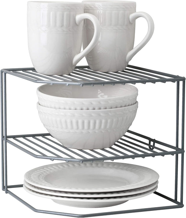 Kitchen Details Corner Shelf Organizer | Cabinet & Countertop Storage | Plates