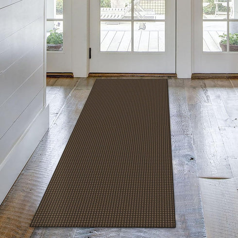 Boho 2x5 Ft Runner Rug, Washable Cotton Kitchen Runner with Rubber Backing for Hallways, Bedroom, Brown