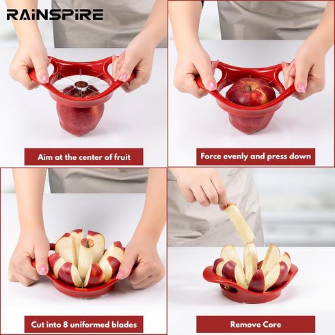 Rainspire 8 8 Apple Cutter Slices, Blade Apple Slicer and Corer, Apple Corer Tool with Stainless Steel Blades, Super