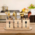 Kathfly 4 Pcs Silverware Caddy Utensil Holder for Countertop, Wood Tray Spoon Fork Holder for Kitchen Parties (Brown)