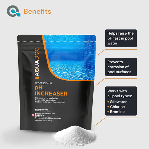 Swimming 5lb Swimming MAV AquaDoc pH Up for Pools - - pH Increaser for Pool Water - Sodium Carbonate Soda Ash for Pools