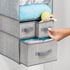 Closet 7 Shelves/3 mDesign Fabric Hanging Organizer - Over Rod Storage - Removable Drawers for Baby Nursery Bedroom