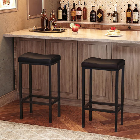 Set 2 Counter 24.8 Inches, 2.4" BB10BY01 HOOBRO Bar Stools, of Bar Chairs, Height Stools, Saddle Barstools with Curved
