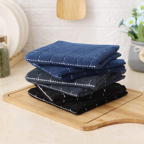 Homaxy 100% Cotton Terry Kitchen Dish Cloths, Ultra Soft and Absorbent, 6 Pack, 12 x 12 Inches