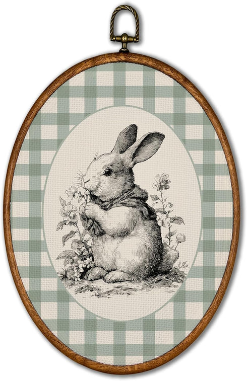 KSDUT Rabbit Nursery Wall Art Decor - Retro Bunny Farm Animal Wall