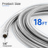 JUWO 18 FT Refrigerator Water Line, 1/4 Inch Compression Stainless Steel Ice Maker Hose Connector, For Medium-sized Residences with Long Distance by JUWO
