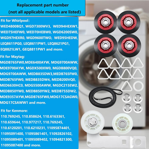 Upgrade 4392067 Dryer Repair Kit with 661570 Drum Belt & W10837240 Idler Pulley, Replacement Part for Whirlpool Kenmore