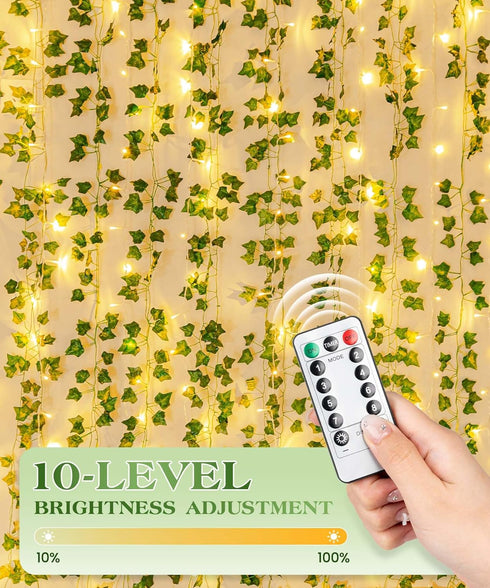 24Pack 82 inch, 160 KASZOO / Each Artificial Ivy Garland Fake Plants with LED String Light, Green for Wedding Party