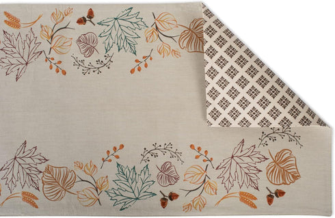 DII Fall Table Decorations - Indoor Décor, Thanksgiving Reversible Table Runner, 14x72, Autumn Leaves