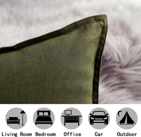 Jeanerlor Cotton Linen Square Decorative Throw Pillow Case, 12"x20" (30 x 50cm), Olive Green, for Wedding Party Gift
