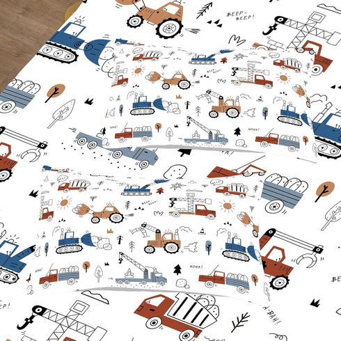 6 Set Set Peopleareok Piece Construction Comforter Twin, Cartoon Truck Cars Excavator Tractor Bedding for Boys Toddler