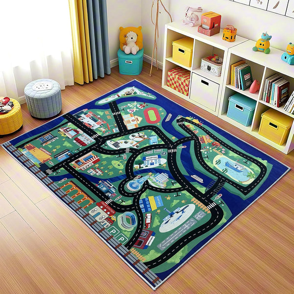 Kids Car Rug Play Mat - 4'x6' City Road Map for Toy