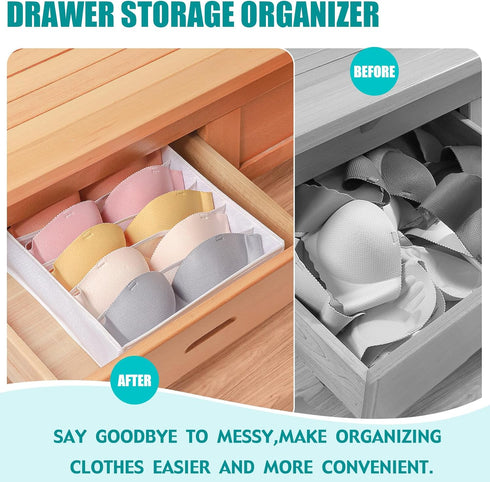 Bra Storage Drawers Organizer - Foldable Clothing Underwear Drawer Dividers, 3 Pack Storage Cube Bins for Bra, Socks,