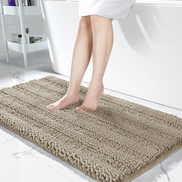 Yimobra Bathroom Rug Mat, Extra Thick Super Absorbent Bath Rugs, Non-Slip Quick Dry Soft Shower Carpet (Camel, 44" x