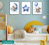 3Pcs 12X16unframed Blue Nursery Elephant Canvas Wall Art Baby Boy Wall Decor Cute Animal Painting Pictures Moon