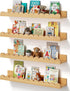 Scalloped Baby Book Shelf,Floating Shelves for Wall Set of 4 Natural Solid